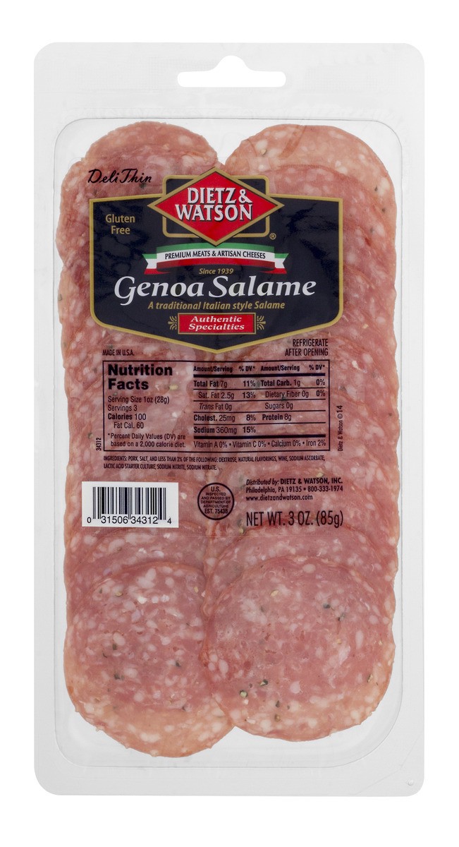 slide 1 of 1, Dietz & Watson Dietz&Watson Genoa Salame, 3 oz