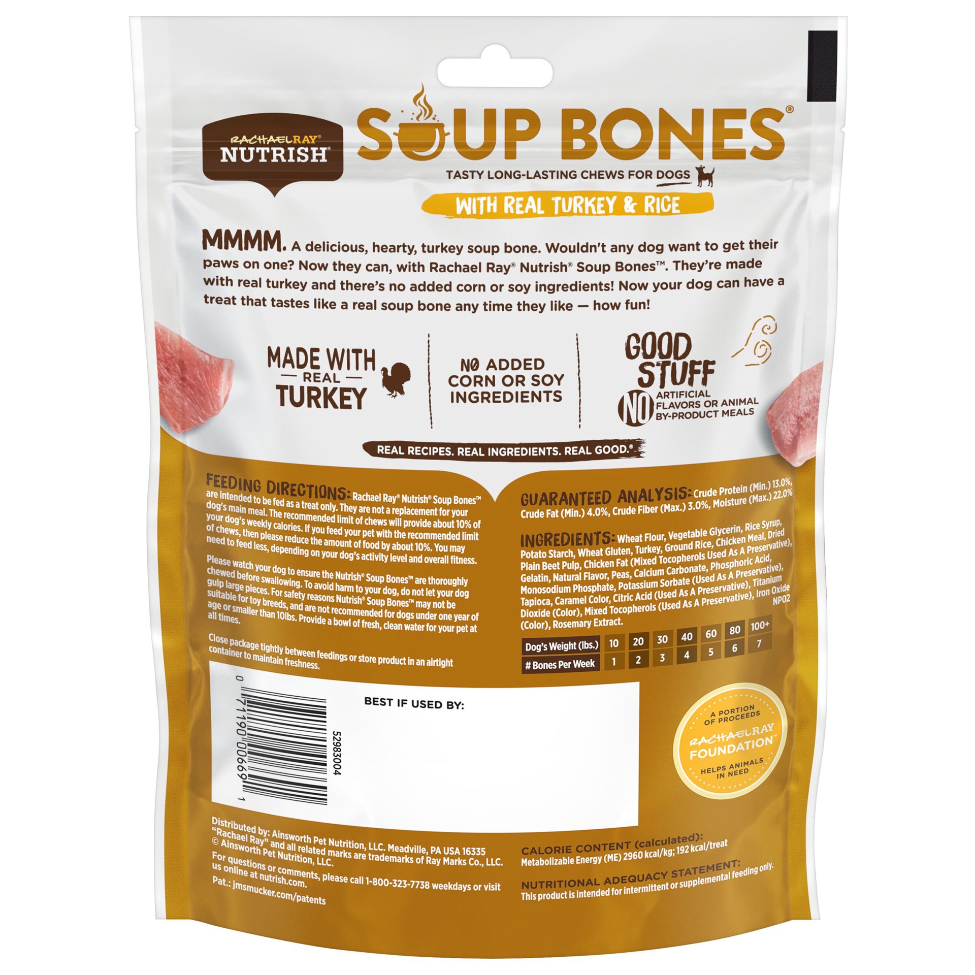 slide 6 of 9, Rachael Ray Nutrish Soup Bones With Real Turkey & Rice, 3 Dog Chews, 6.3 oz