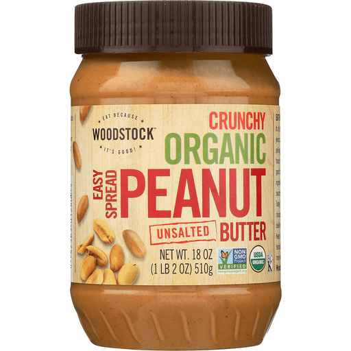 slide 1 of 1, Woodstock Farms Woodstock Organic Peanut Butter Unsalted, 18 oz