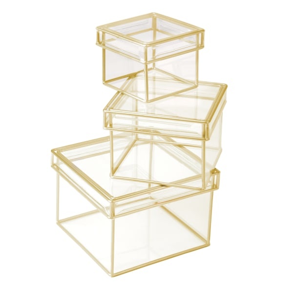 slide 1 of 1, Office Depot Mini Storage Boxes, Clear, Pack Of 3 Boxes, 3 ct