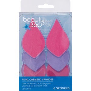 slide 1 of 1, Beauty 360 Petal Cosmetic Sponges, 6 ct