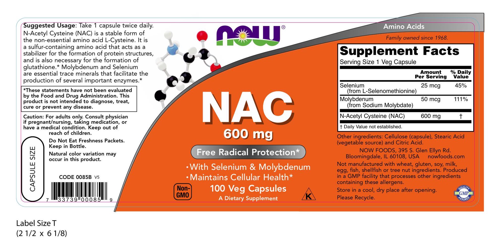 slide 2 of 2, NOW NAC 600 mg Veg Capsules, 100 ct