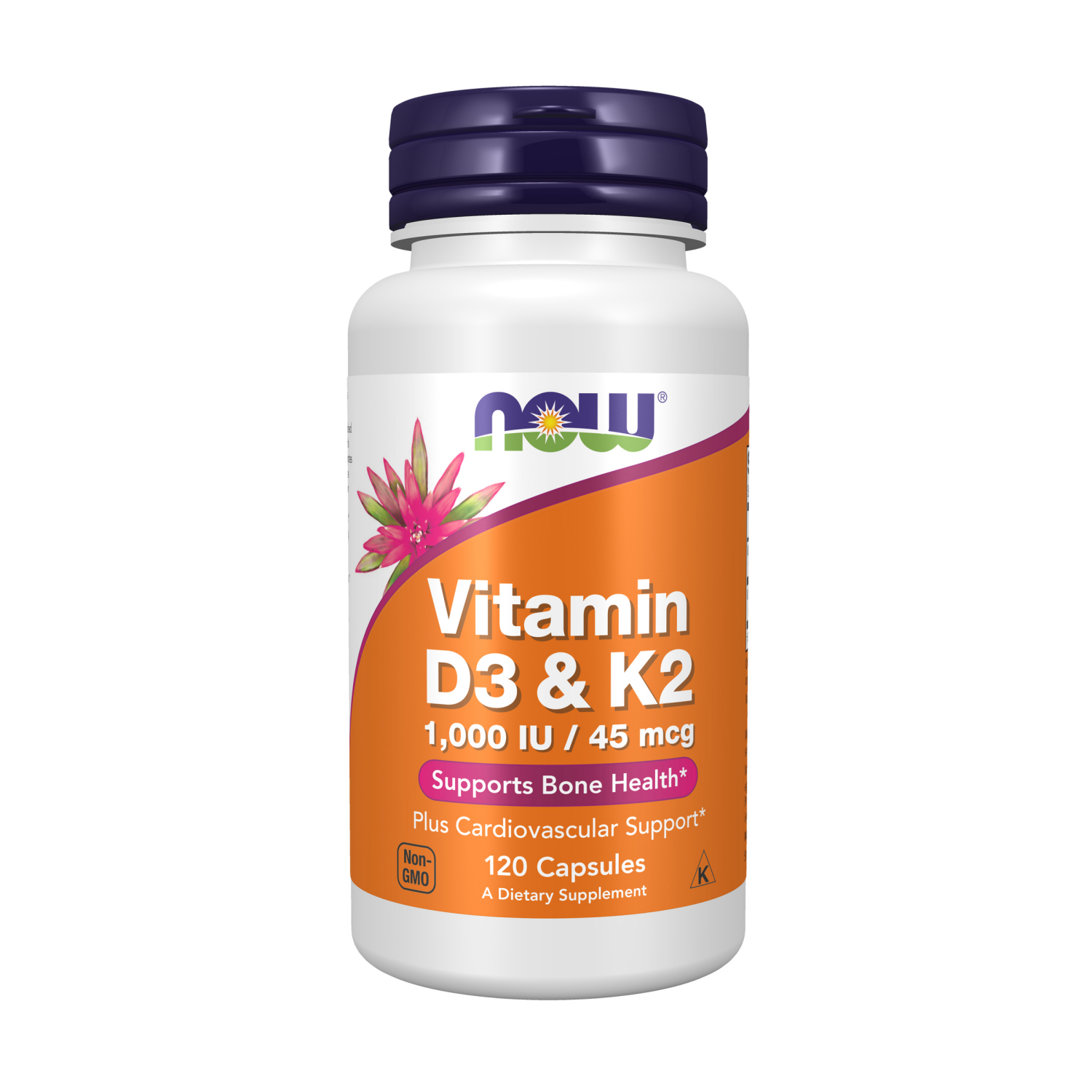 slide 1 of 3, Now Vitamin D-3 & K-2, 120 Veg Capsules, 120 ct