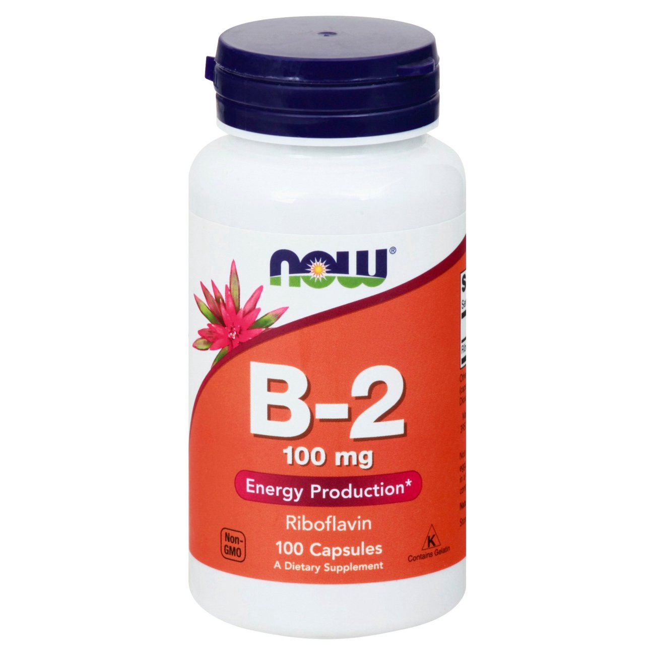 slide 1 of 2, Now Vitamin B-2 100 mg Capsules, 100 ct