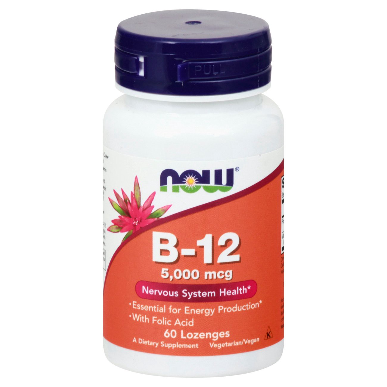 slide 1 of 2, NOW Vitamin B-12 5,000 mcg Lozenges, 60 ct