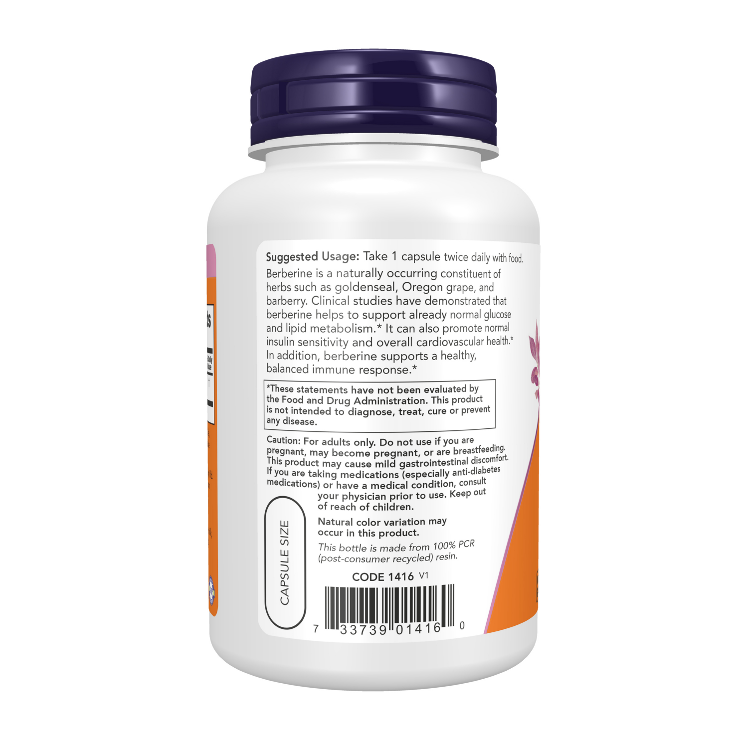 slide 4 of 5, Now Berberine Hcl 500 Mg 90 Vcaps, 500 mg