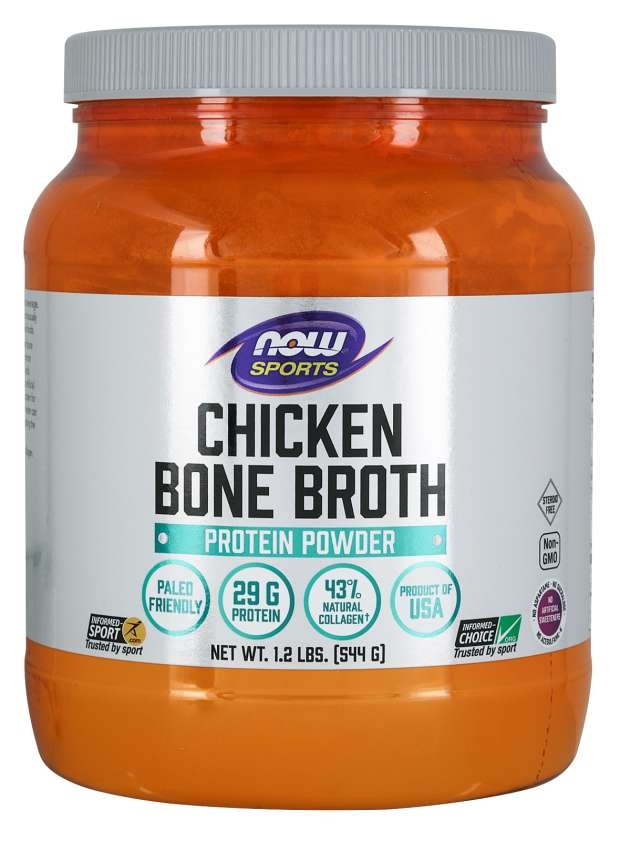 slide 1 of 1, NOW Foods Bone Broth, Chicken Powder, 1.2 lb