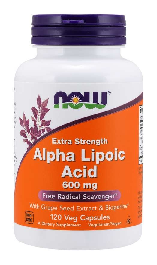 slide 1 of 1, NOW Foods Alpha Lipoic Acid, Extra Strength - 120 Veg Capsules, 600 mg