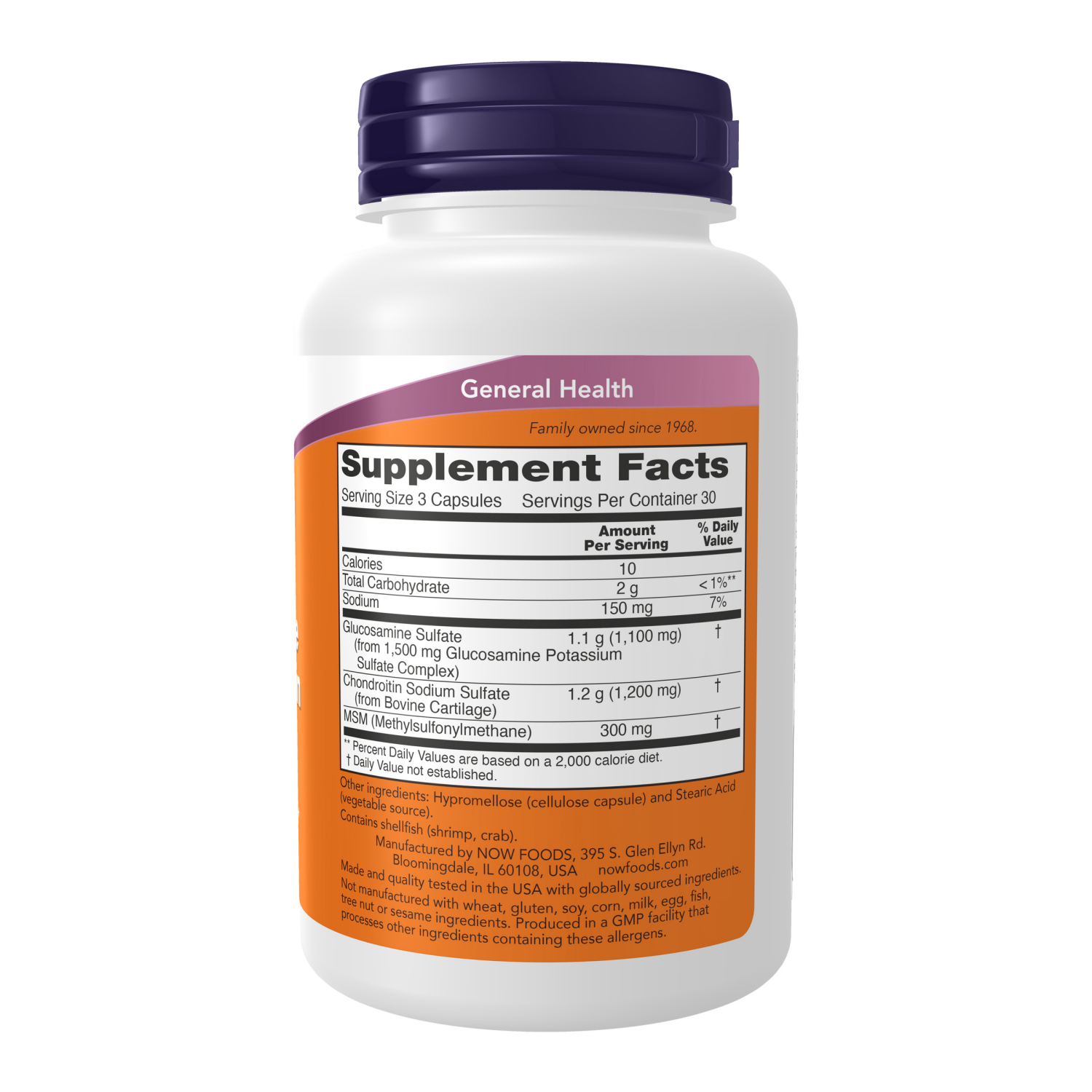 slide 4 of 4, NOW Glucosamine & Chondroitin with MSM - 90 Veg Capsules, 90 ct
