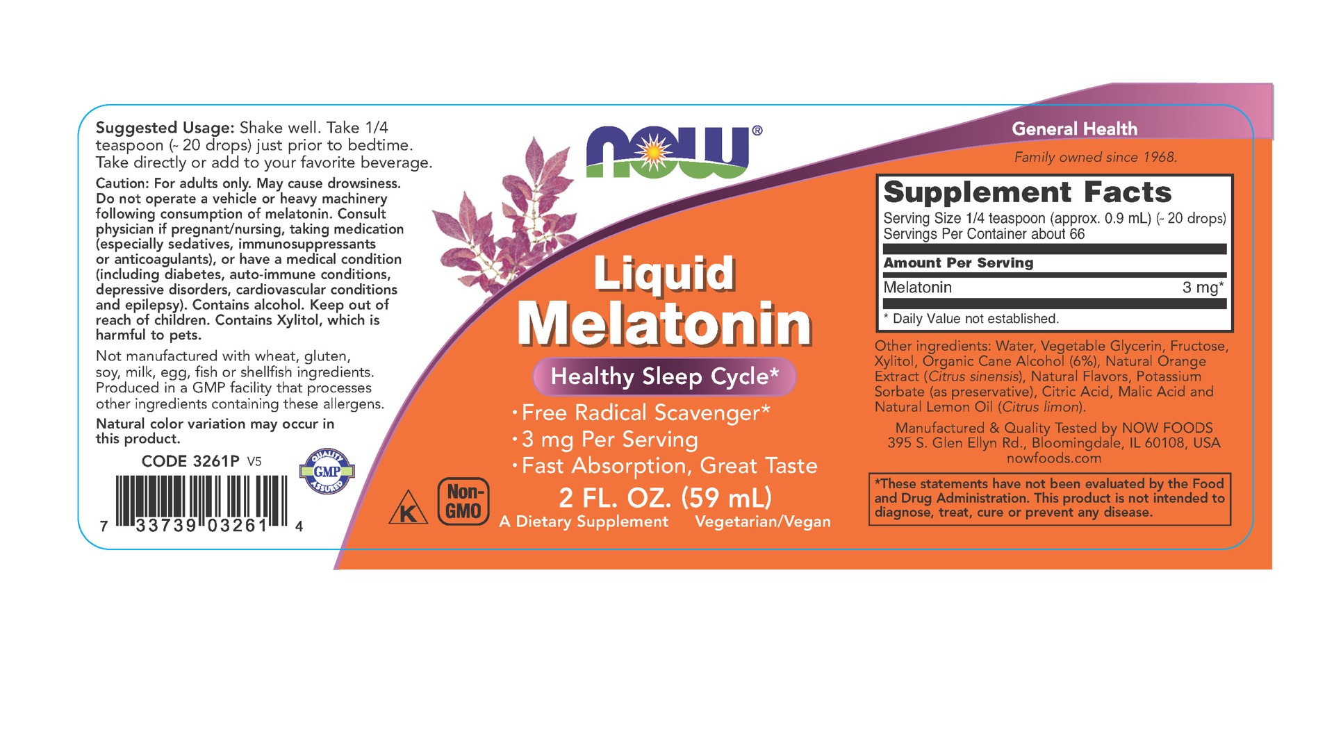 slide 2 of 2, NOW Liquid Melatonin - 2 fl. oz., 2 fl oz