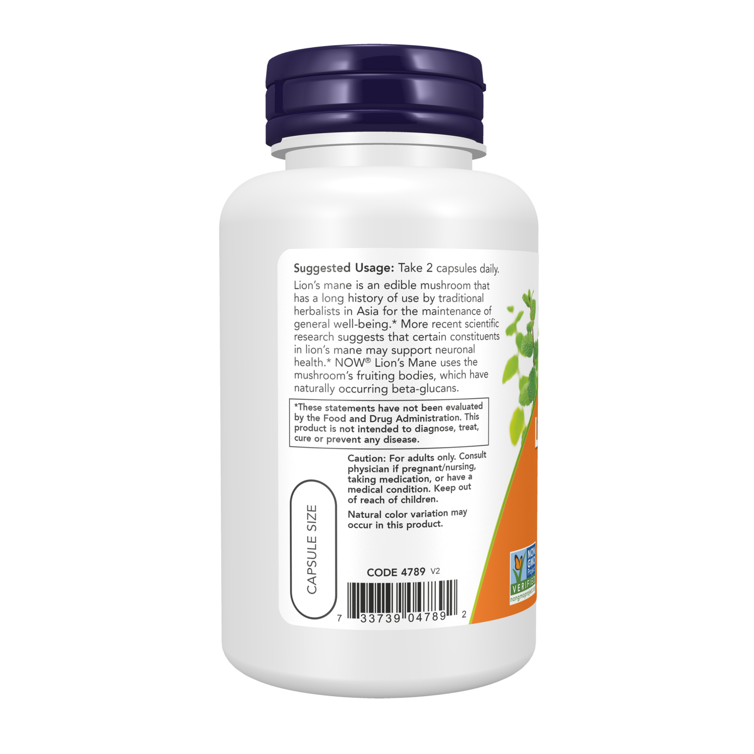 slide 2 of 4, NOW Lion's Mane 500 mg - 60 Veg Capsules, 60 ct