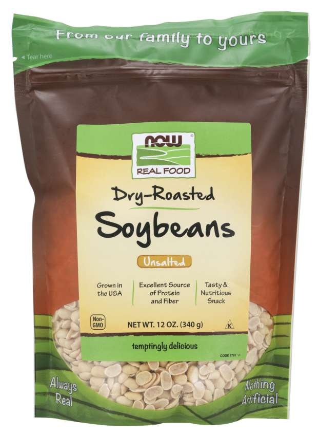slide 1 of 1, NOW Foods Soybeans, Dry Roasted & Unsalted, 12 oz