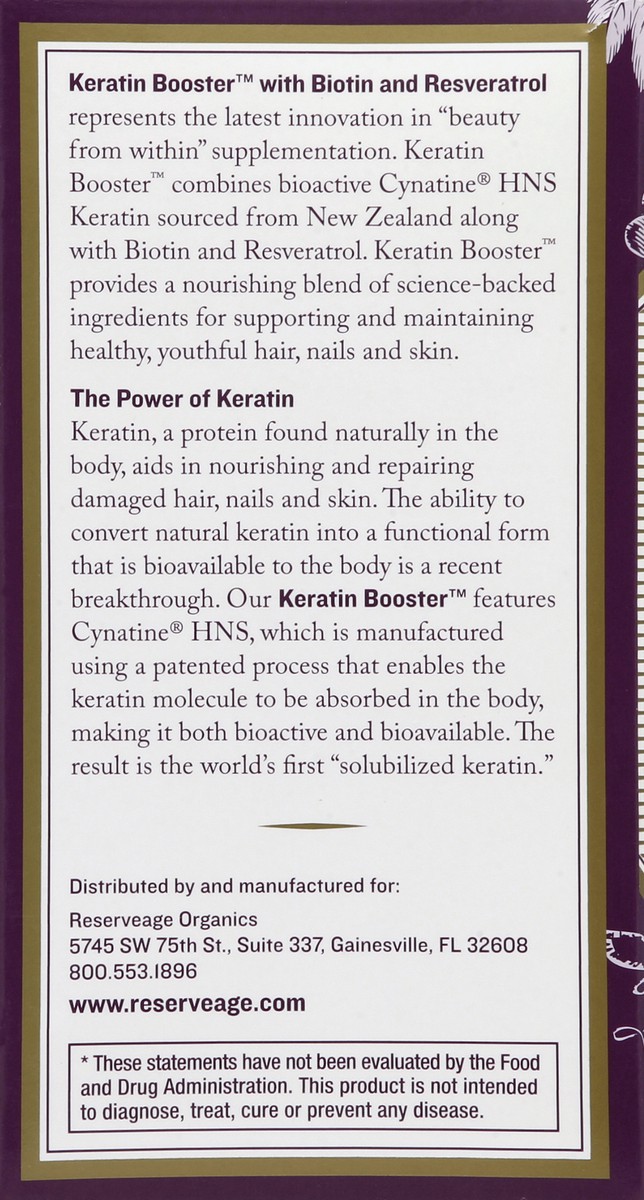 slide 5 of 5, Reserveage Nutrition Keratin Booster, 60 ct