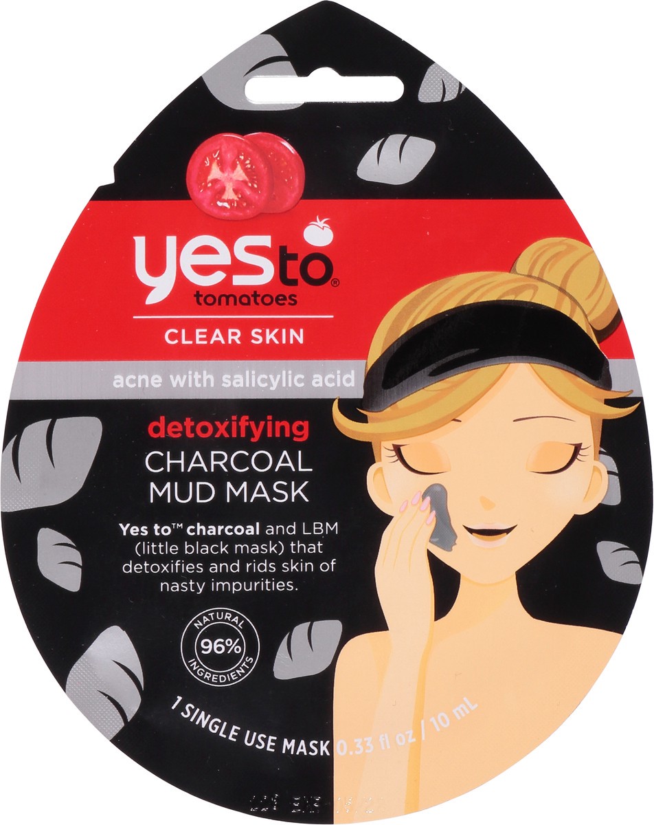 slide 3 of 12, Yes to Tomatoes Detoxifying Charcoal Mud Mask Single Use, 0.33 fl oz