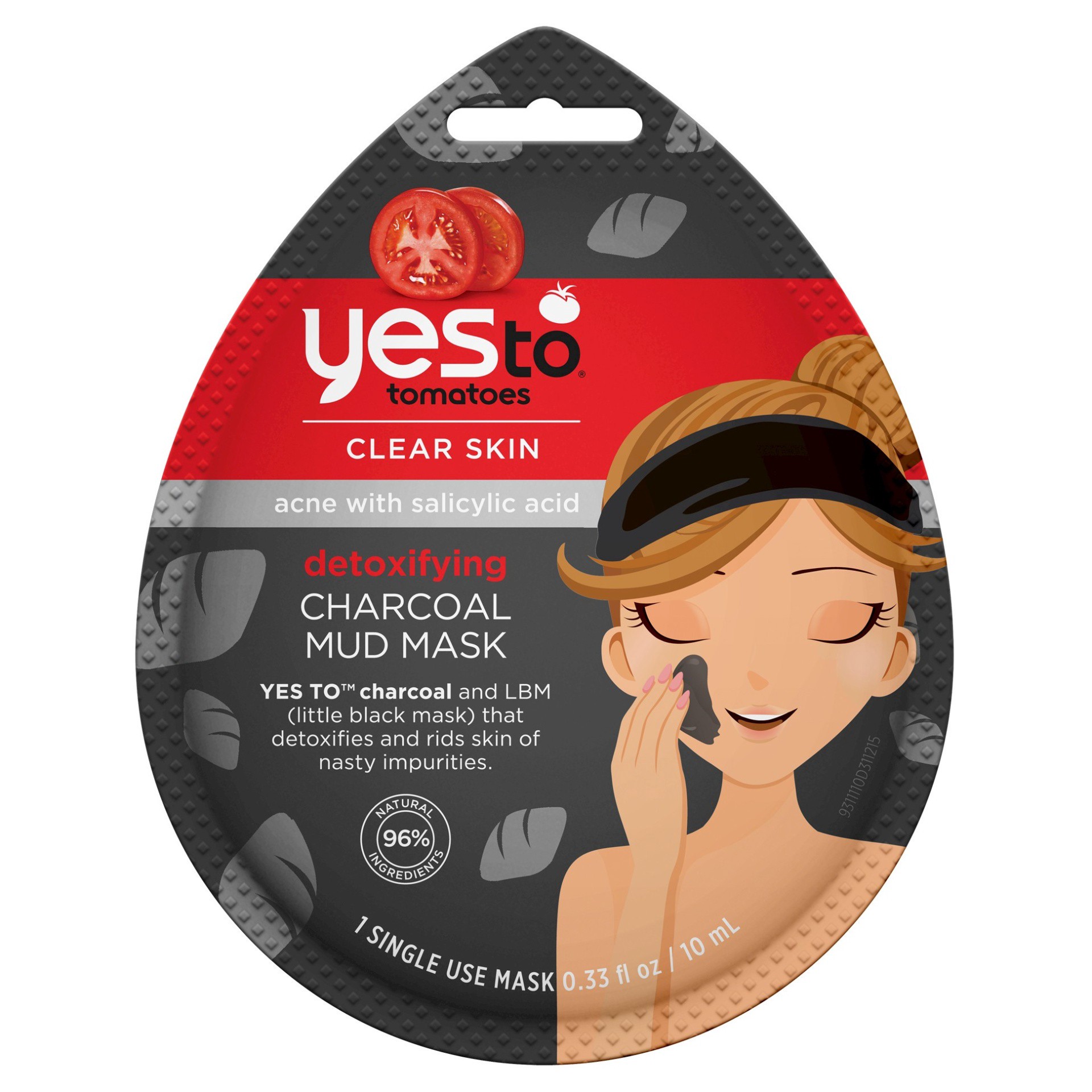 slide 1 of 12, Yes to Tomatoes Detoxifying Charcoal Mud Mask Single Use, 0.33 fl oz