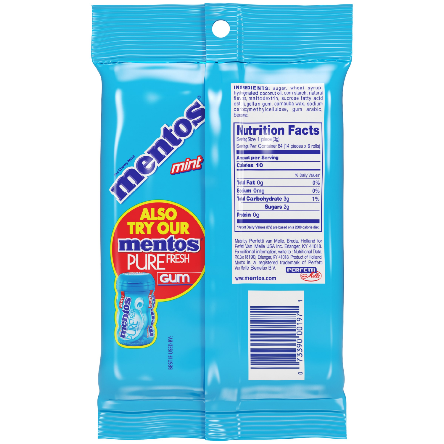 slide 2 of 2, Mentos Chewy Mint Flavored Candy Roll, 14 Piece Rolls, 6 Pack, 6 ct