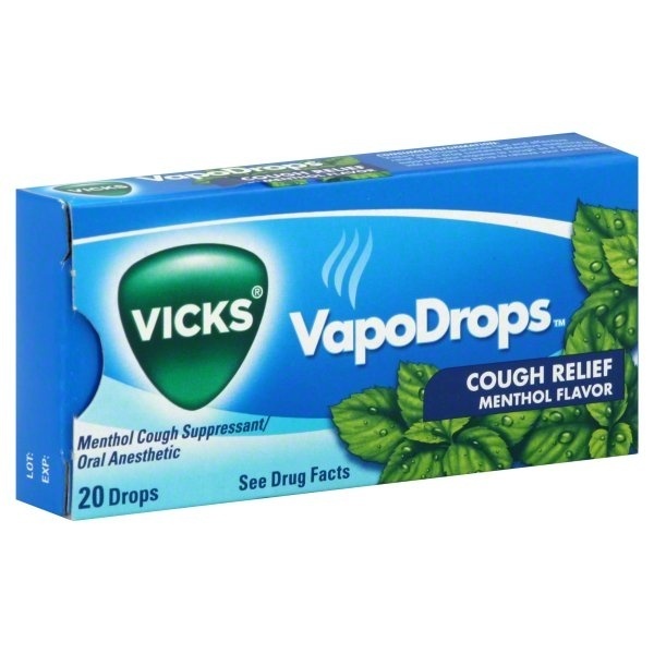 slide 1 of 2, Vicks VapoDrops Menthol Cough Suppressant/Oral Anesthetic Cough Relief, 20 ct