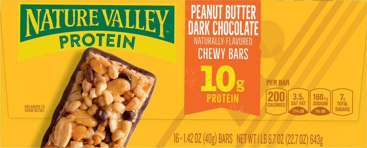 slide 10 of 14, Nature Valley Protein Granola Bars, Peanut Butter Dark Chocolate, 16 Bars, 22.72 OZ, 16 ct