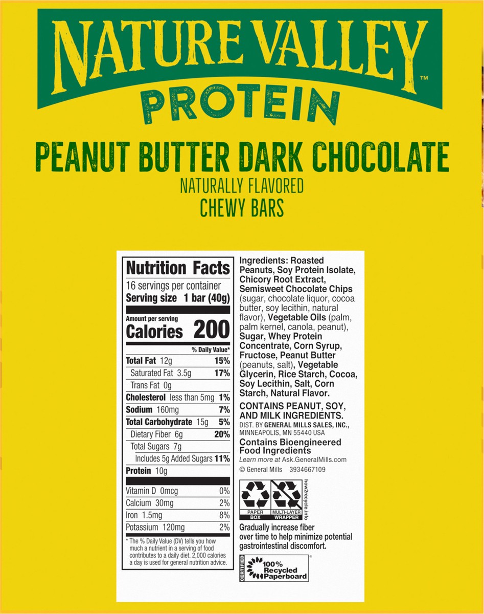 slide 8 of 14, Nature Valley Protein Granola Bars, Peanut Butter Dark Chocolate, 16 Bars, 22.72 OZ, 16 ct