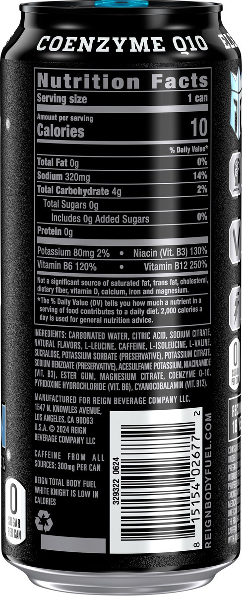 slide 5 of 7, Reign White Knight Body Fuel 16 fl oz, 16 fl oz