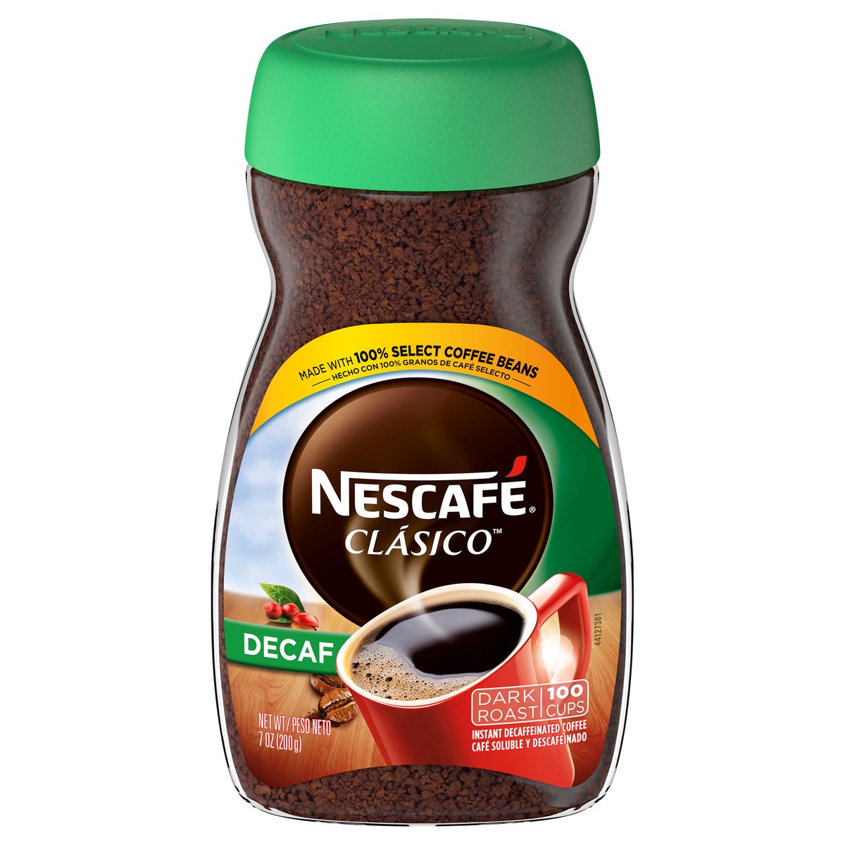 slide 1 of 9, Nescafé NESCAFÉ CLÁSICO, Instant Coffee, Decaf Dark Roast, 1 Jar (7 Oz), 7 oz