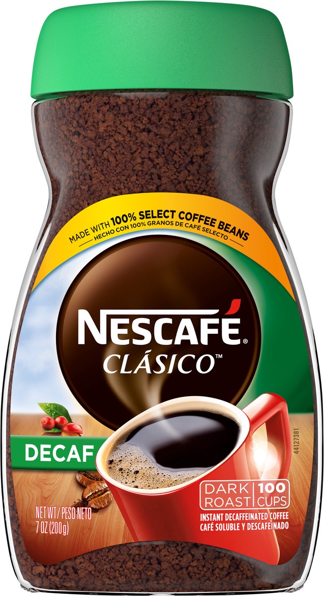 slide 1 of 9, NESCAFE CLASICO Decaf Dark Roast Instant Coffee 7 oz. Jar, 7 oz