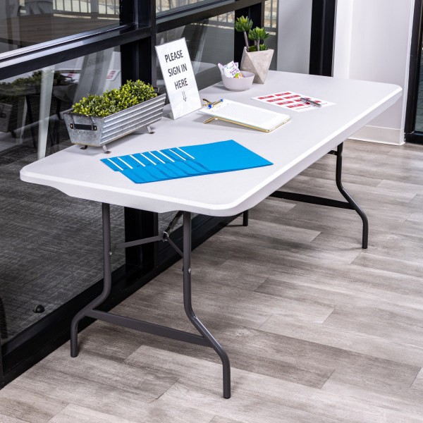 slide 6 of 10, Realspace® Molded Plastic Top Folding Table, 29""H x 72""W x 30""D, Gray Granite, 1 ct