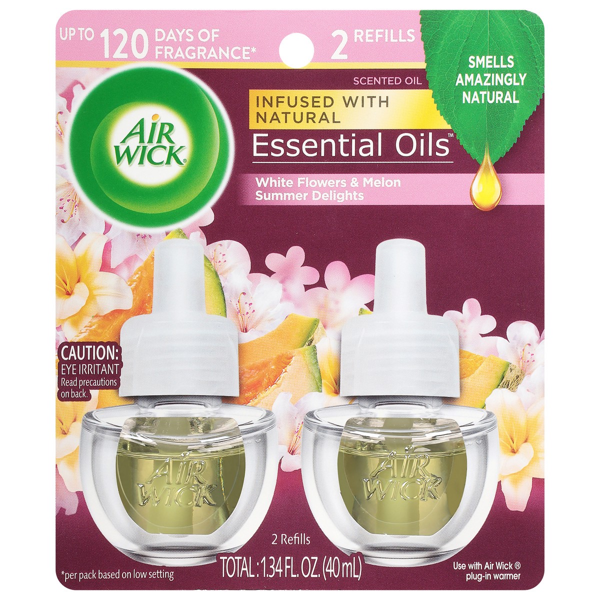 slide 1 of 9, Air Wick Life Scents Scented Oil Plug in Air Freshener Refills, Summer Delights With White Flowers, Melon & Vanilla Scent, 2 ct; 0.67 fl oz