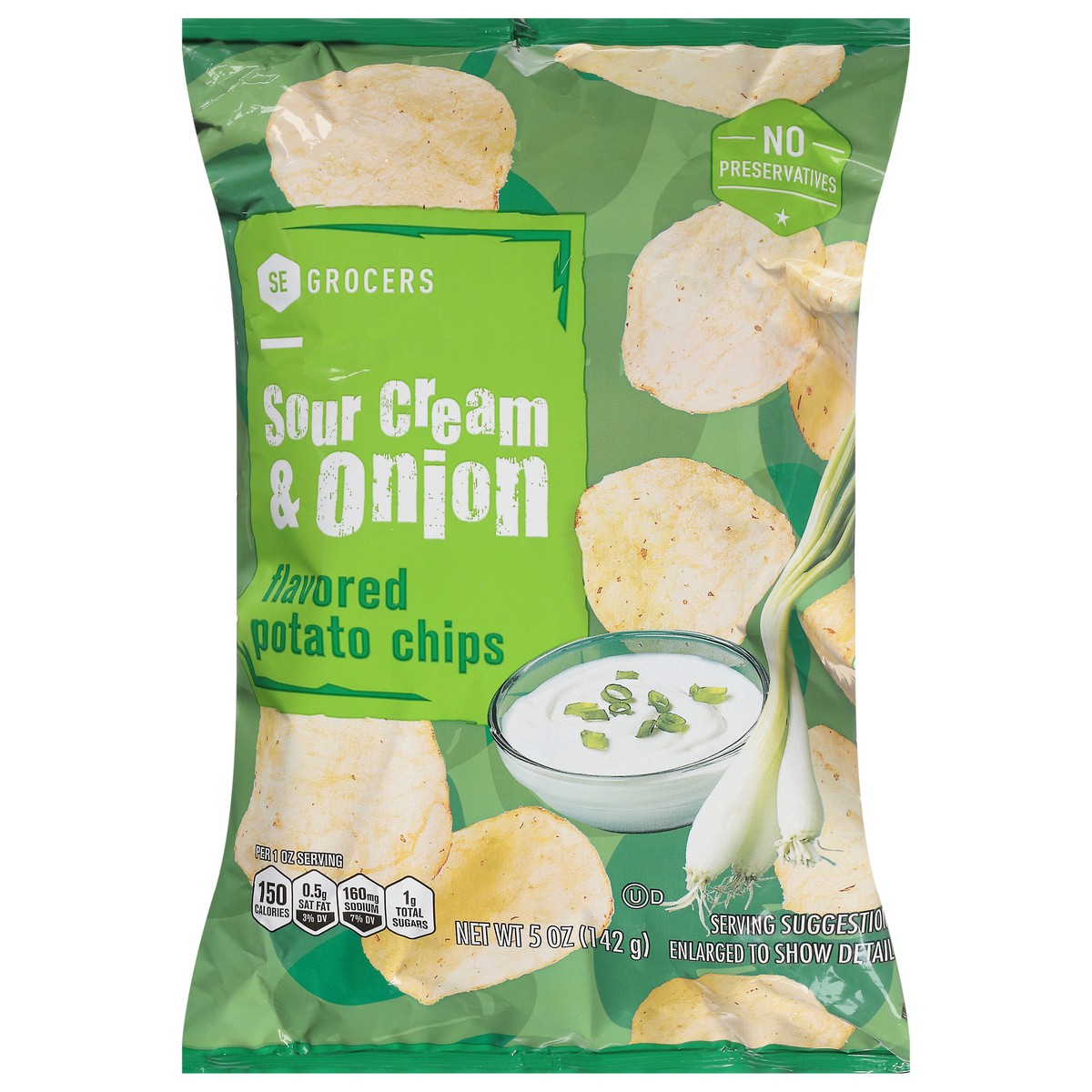 slide 1 of 1, SE Grocers Potato Chips Dill Pickle, 5 oz