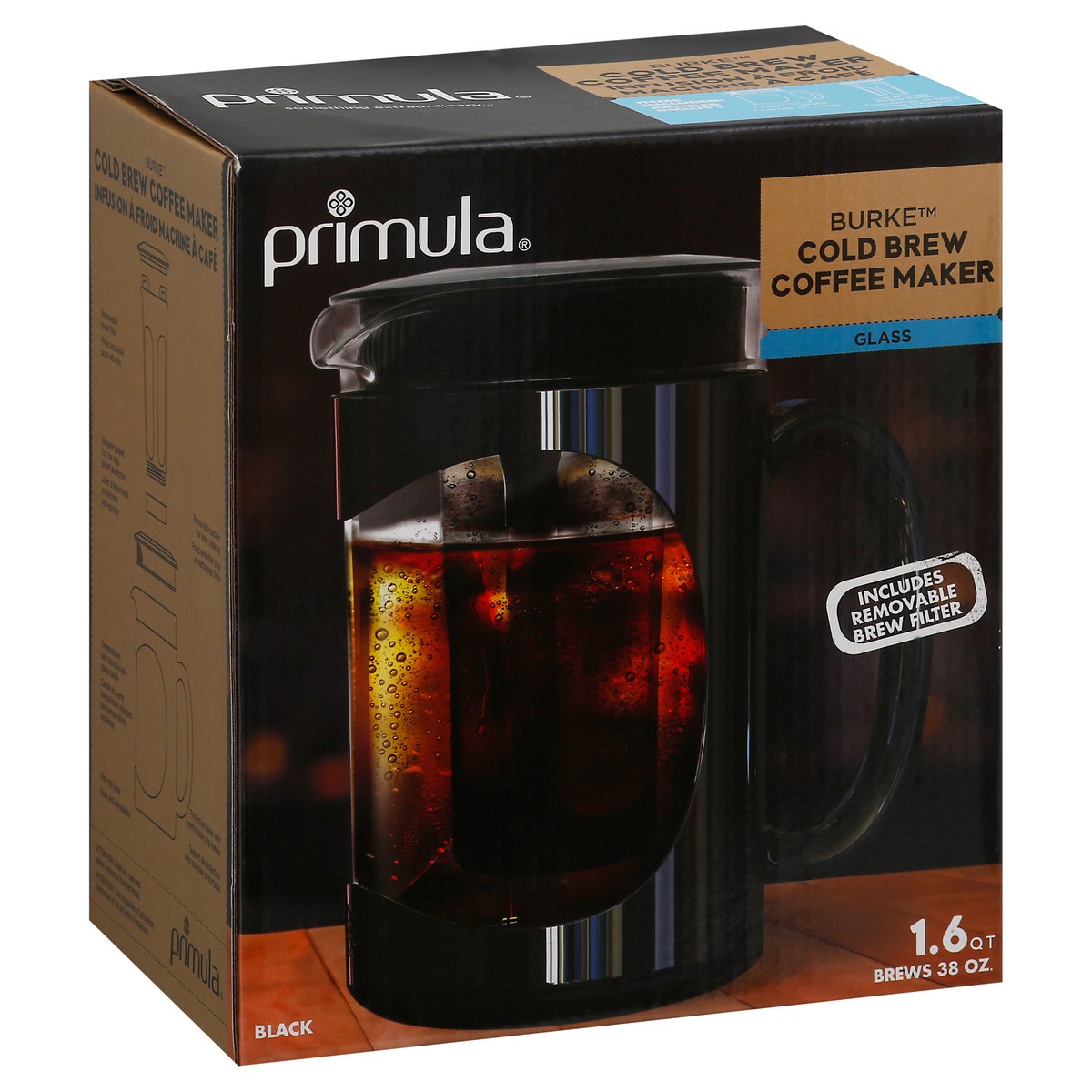 slide 2 of 9, Primula Burke 1.6 Quarts Glass Black Cold Brew Coffee Maker 1 ea, 1 ct