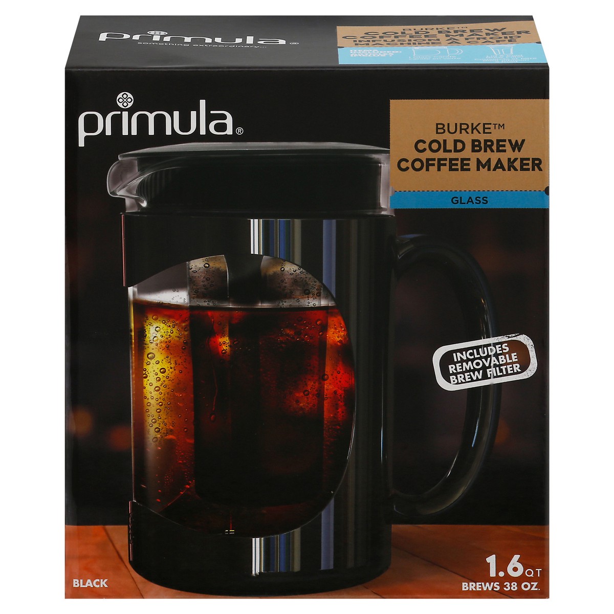 slide 1 of 9, Primula Burke 1.6 Quarts Glass Black Cold Brew Coffee Maker 1 ea, 1 ct