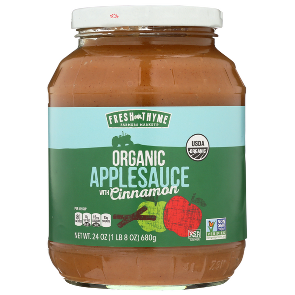 slide 1 of 1, Fresh Thyme Farmers Market Organic Applesauce With Cinnamon, 24 oz