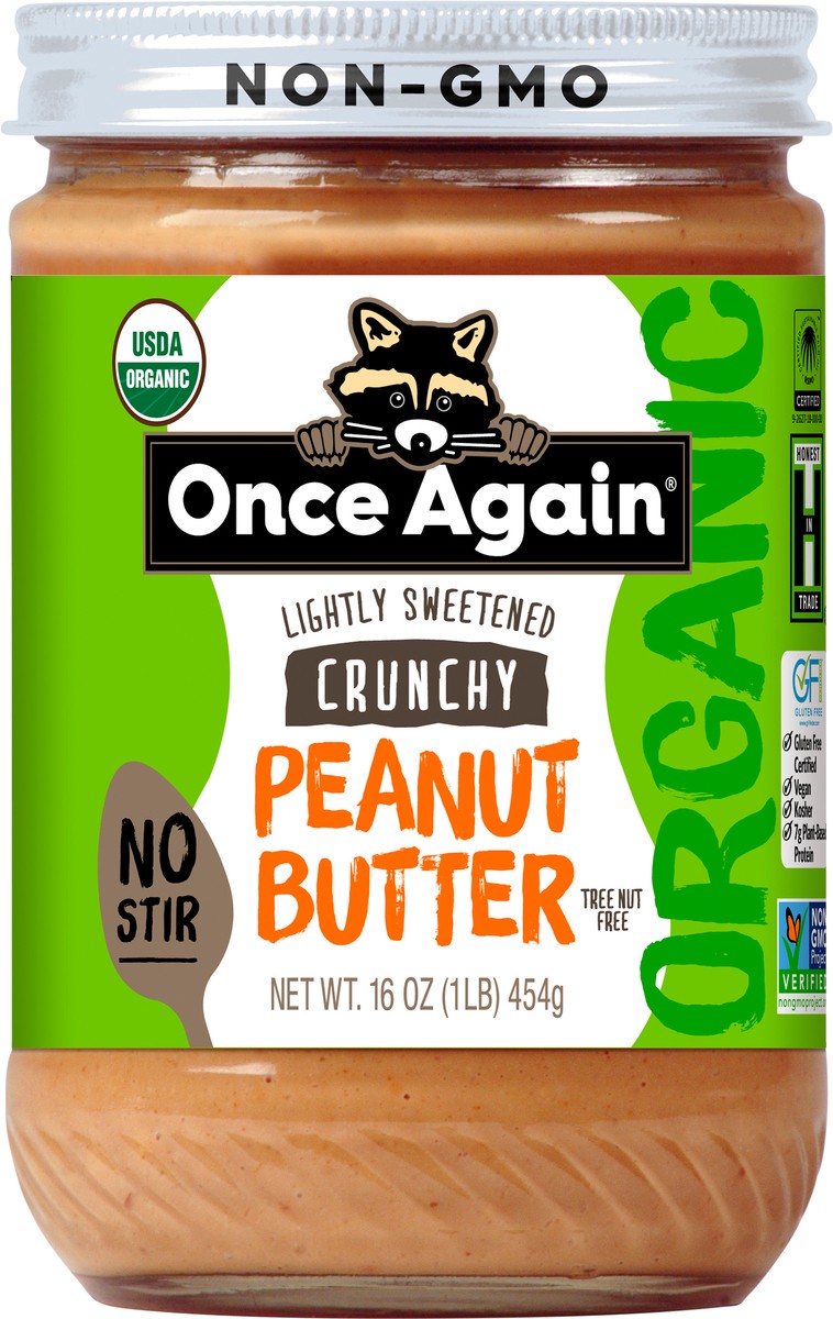 slide 4 of 6, Once Again Peanut Butter, Crunchy, Organic, Lightly Sweetened, 16 oz