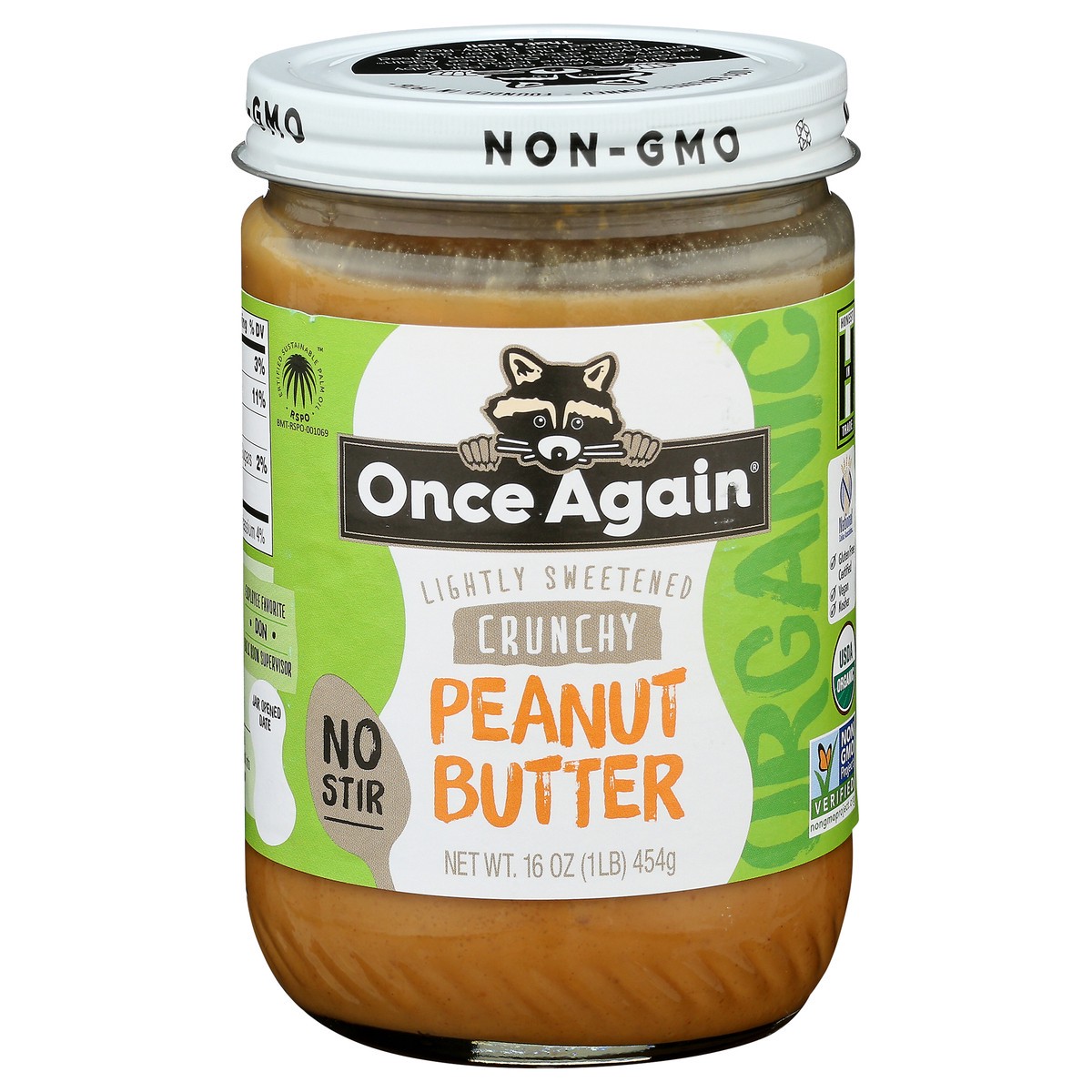 slide 3 of 6, Once Again Peanut Butter, Crunchy, Organic, Lightly Sweetened, 16 oz