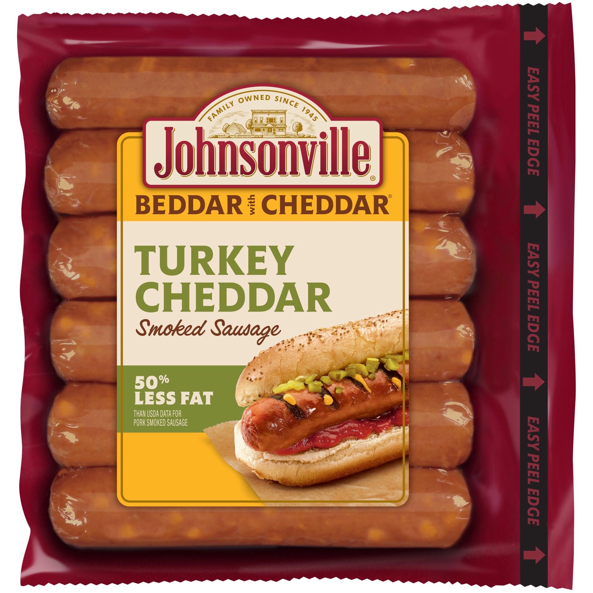 slide 1 of 1, Johnsonville Turkey Cheddar Smoked Sausage, 6 Count, 13.5 oz, 13.5 oz