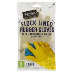 Signature Select Flock Lined Small Rubber Gloves 1 ea