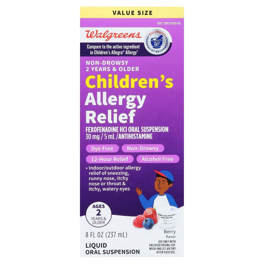 slide 4 of 5, Walgreens Wal-Fex Children's Allergy Liquid Dye-Free Berry, 8 oz