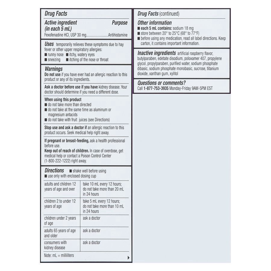 slide 3 of 5, Walgreens Wal-Fex Children's Allergy Liquid Dye-Free Berry, 8 oz