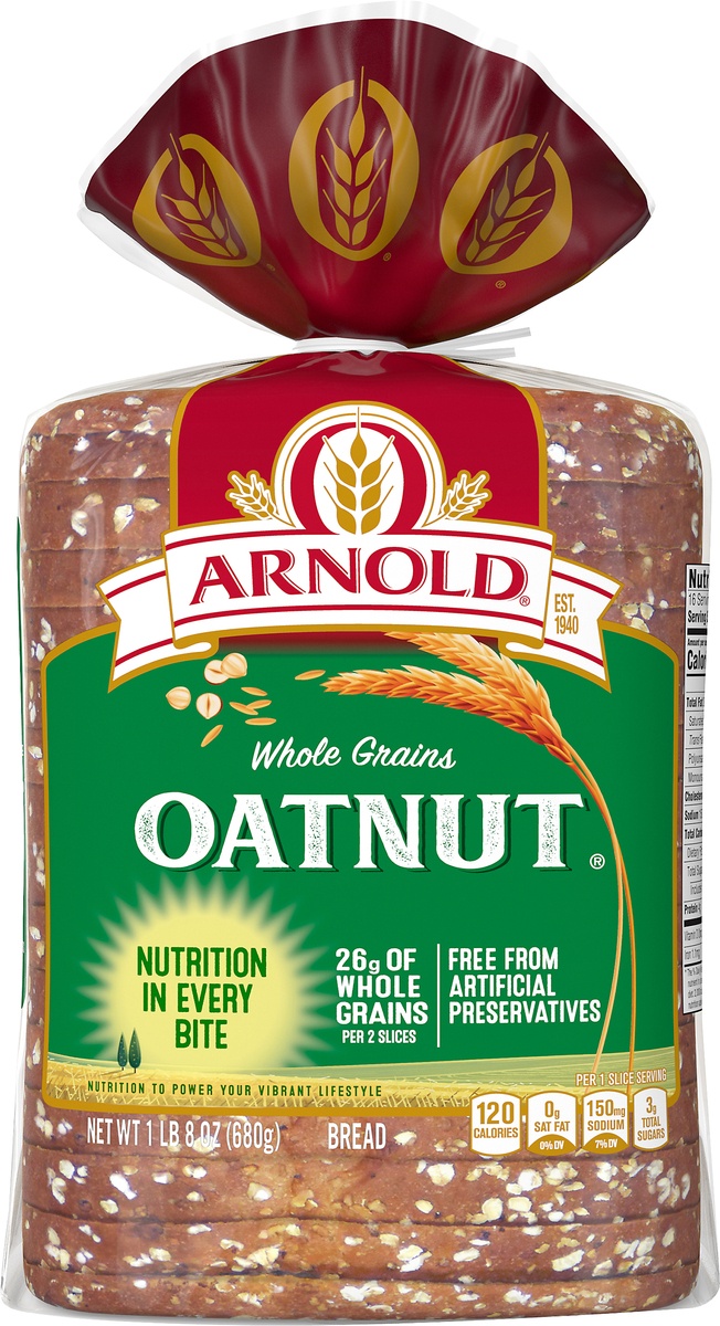 slide 2 of 8, Arnold Whole Grains Oatnut Bread, 24 oz, 24 oz