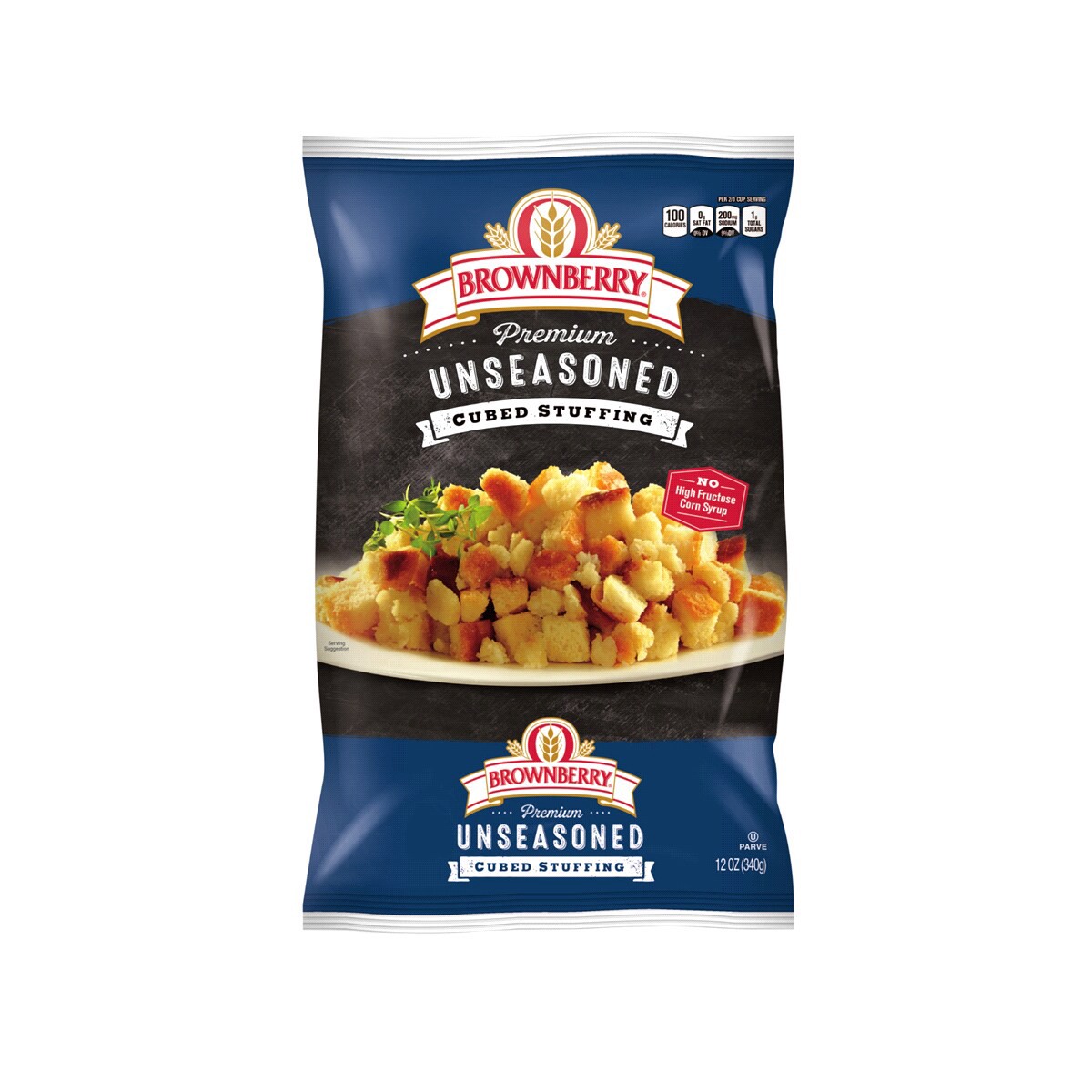 slide 1 of 1, Brownberry Premium Unseasoned Cubed Stuffing, , Stuffing Bread, Bag - 12 oz, 12 oz