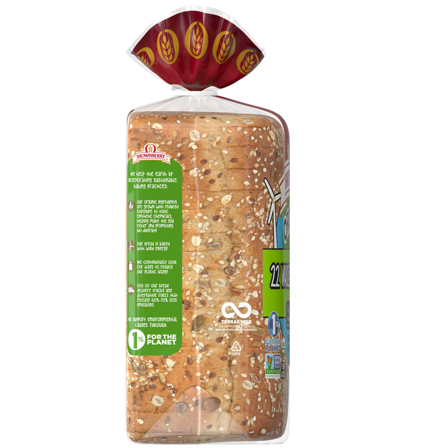 slide 2 of 3, BROWNBERRY Organic 22 Grains & Seeds Bread, 27.0 oz