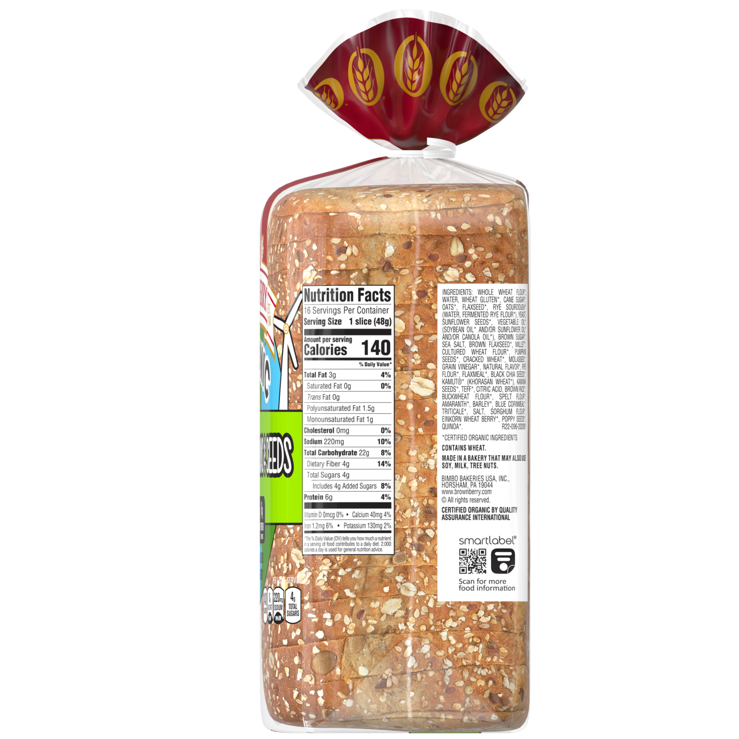 slide 3 of 3, BROWNBERRY Organic 22 Grains & Seeds Bread, 27.0 oz