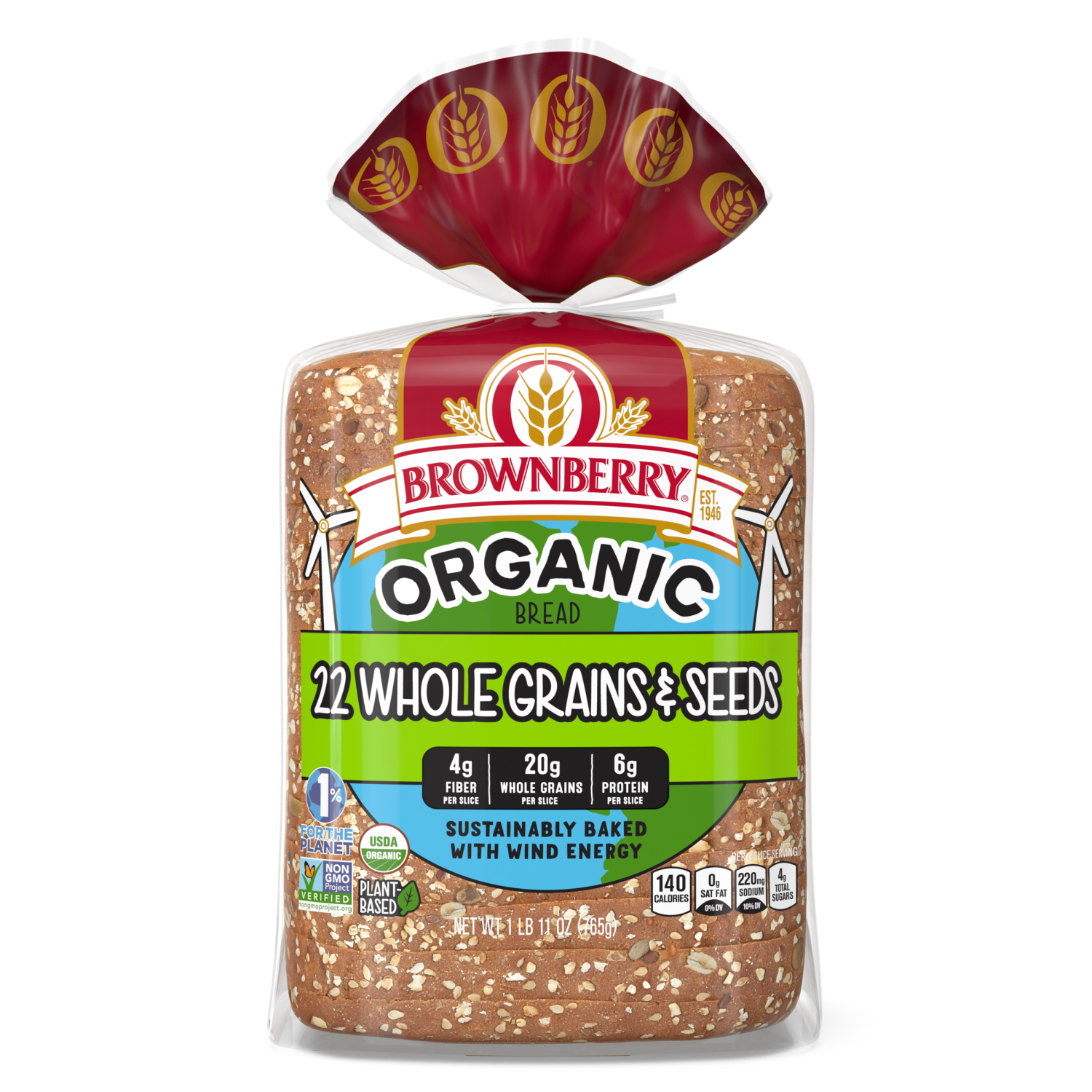 slide 1 of 3, BROWNBERRY Organic 22 Grains & Seeds Bread, 27.0 oz