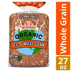 Brownberry Organic 100% Bread, 27 oz, Whole Grain Wheat Bread, Bag