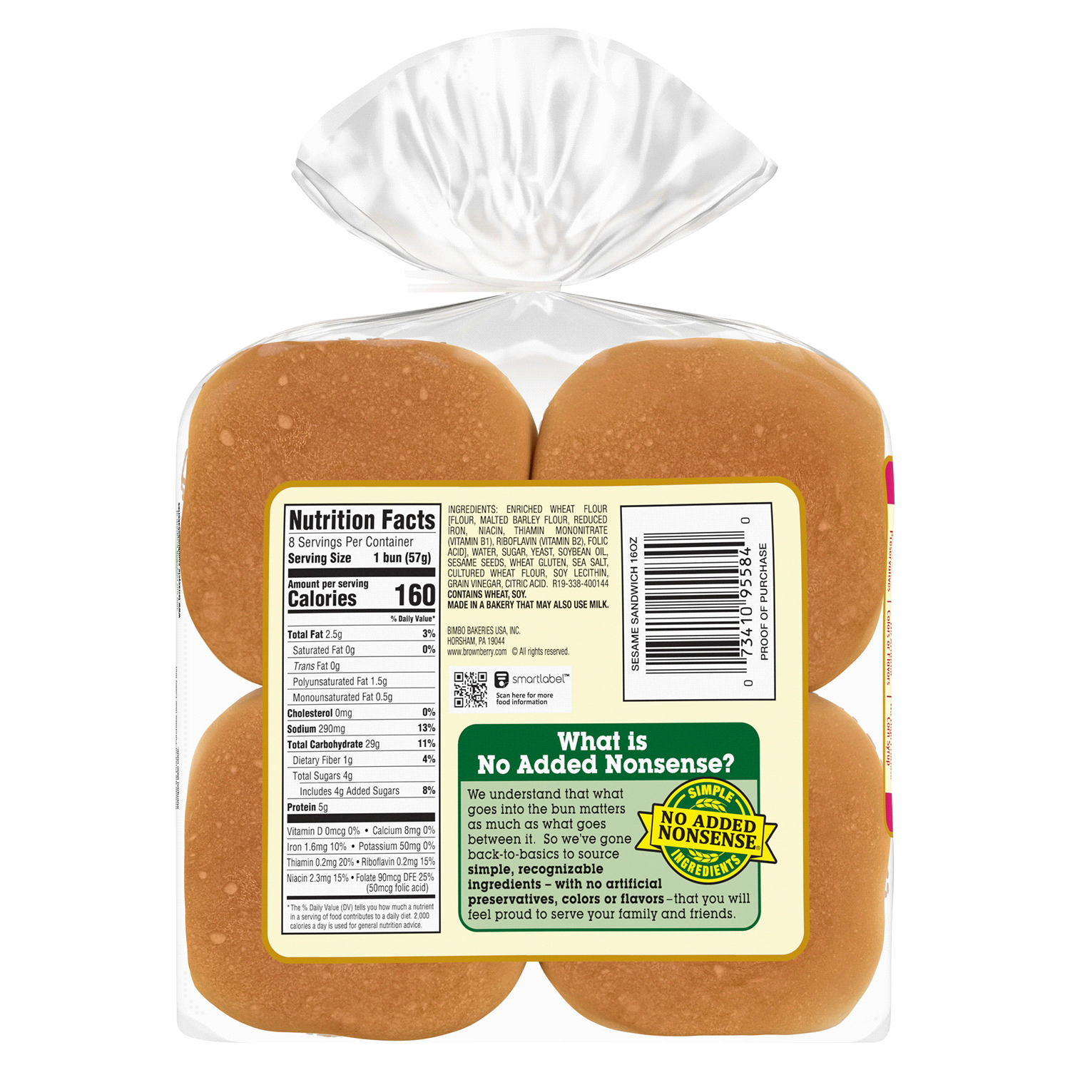 slide 2 of 4, Brownberry Sesame Seed Buns, 8 count, 16 oz, 8 ct