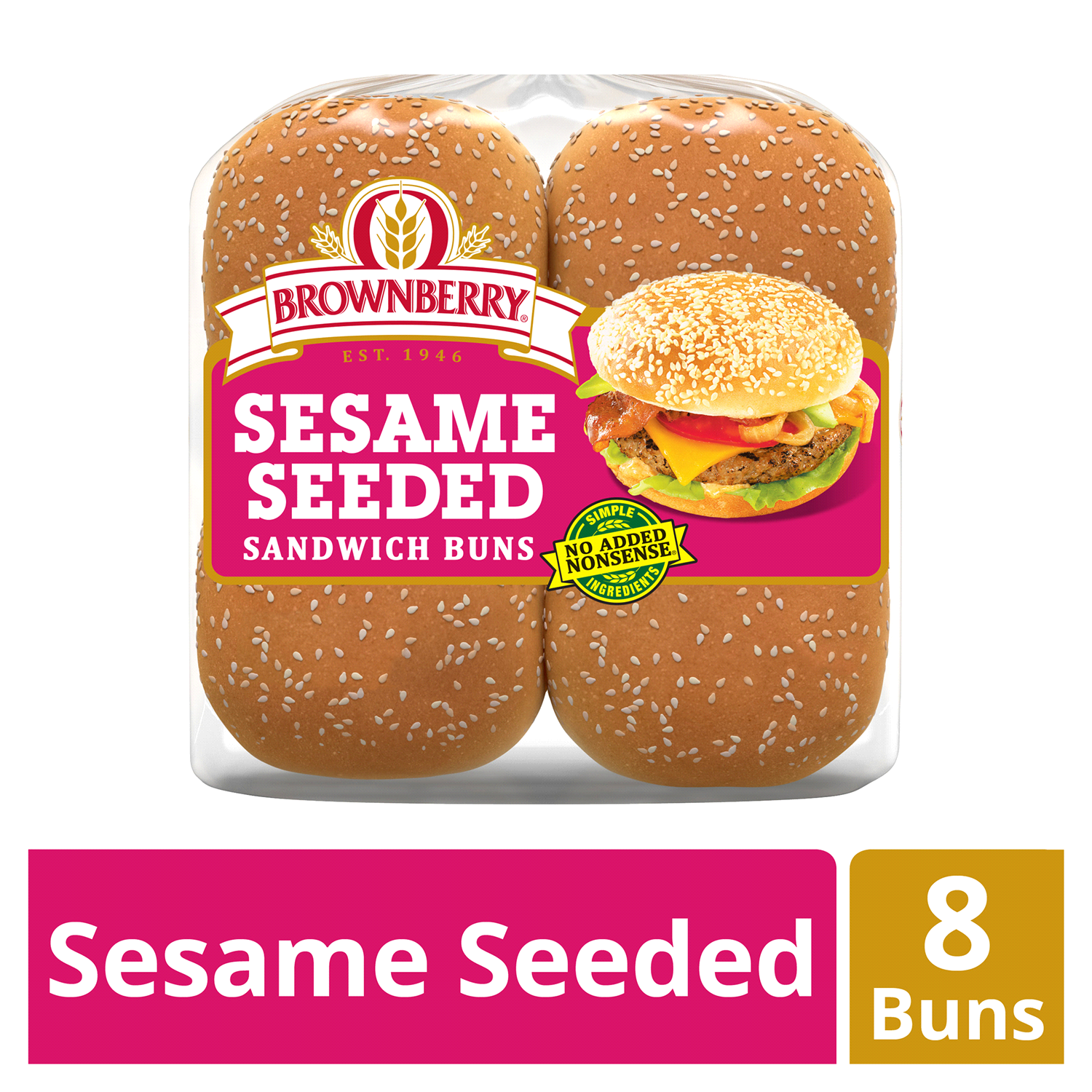 slide 1 of 4, Brownberry Sesame Seed Buns, 8 count, 16 oz, 8 ct