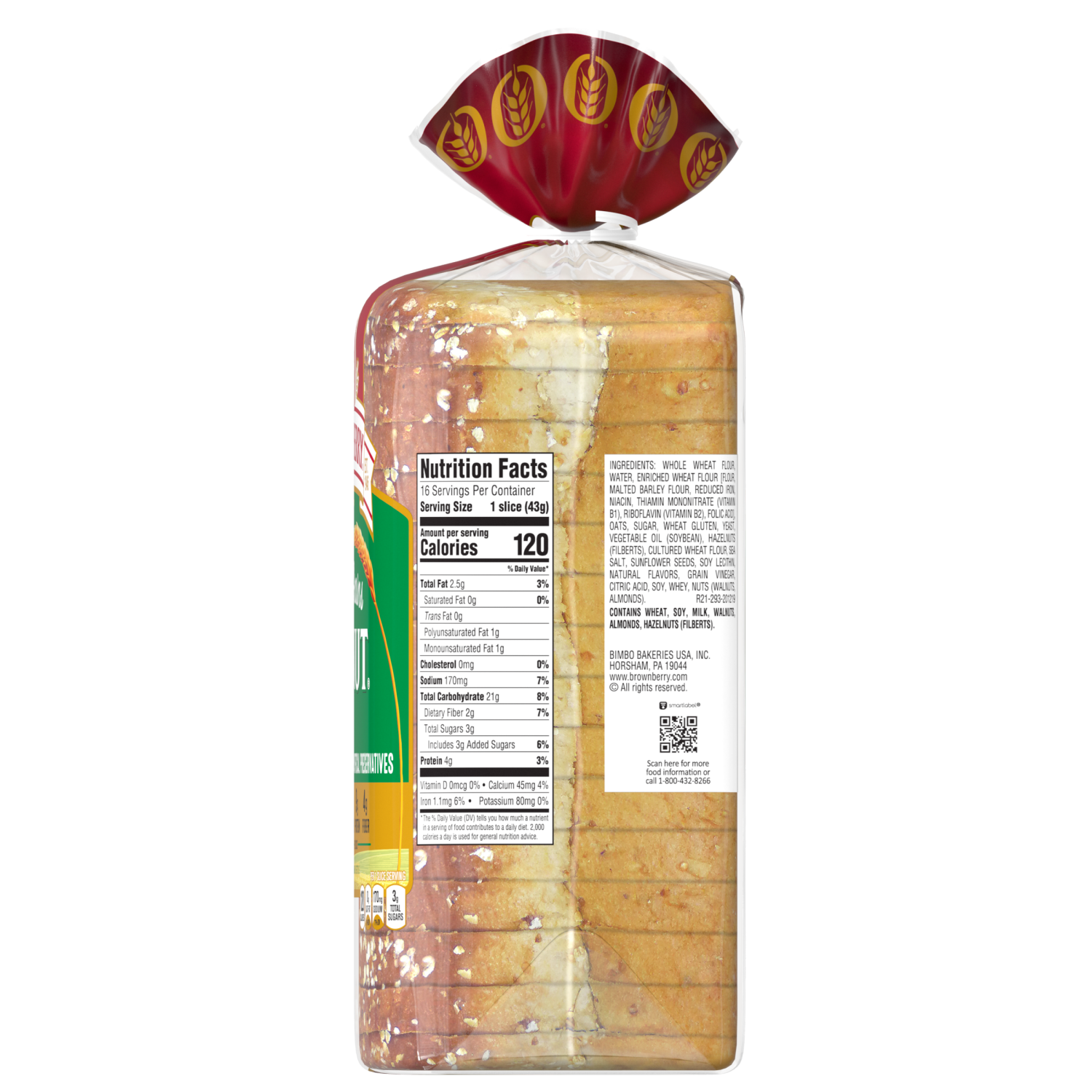 slide 3 of 3, BROWNBERRY Whole Grains Oatnut Bread, 24.0 oz