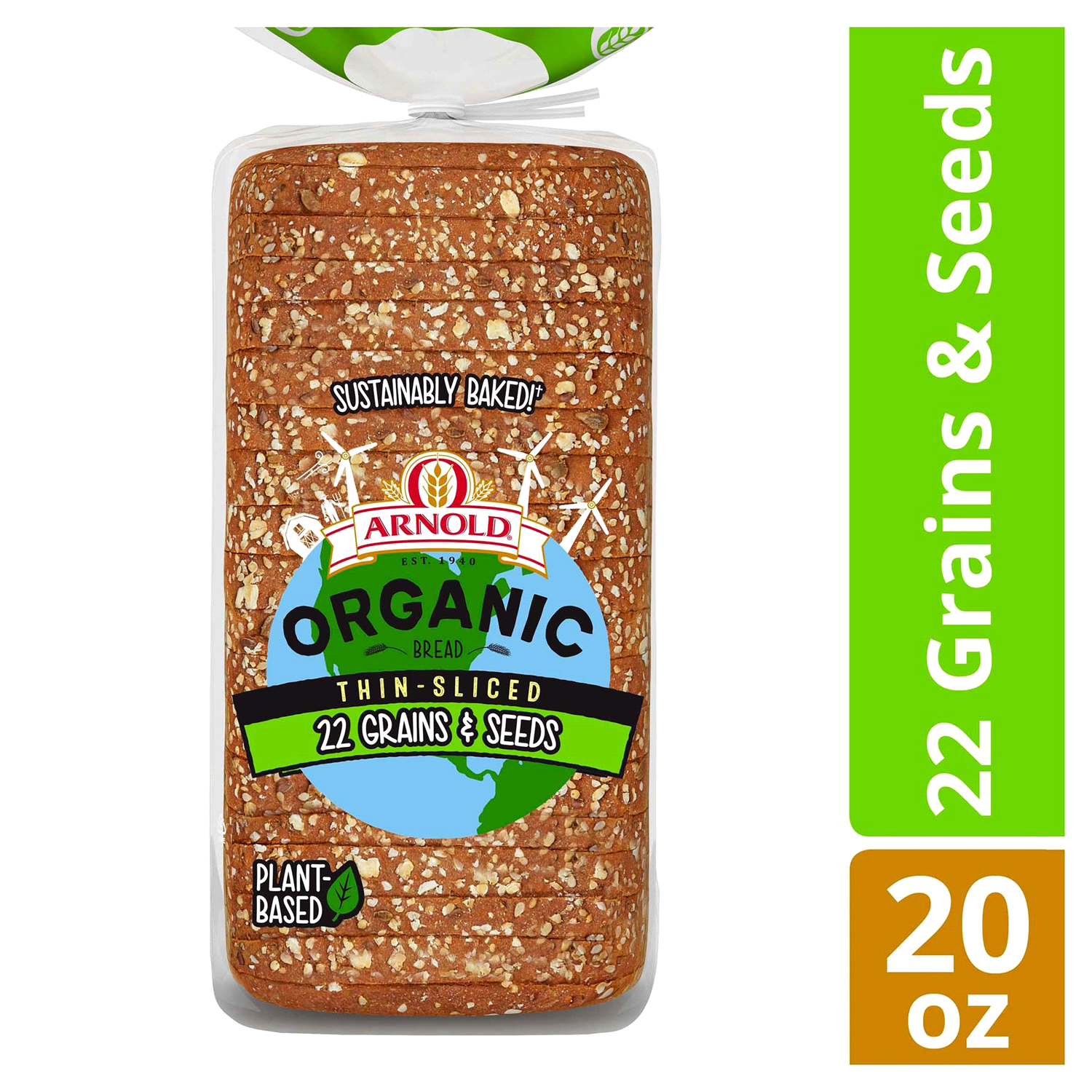 slide 1 of 5, Arnold Organic Thin Sliced 22 Grains Bread, 20 oz, 20 oz