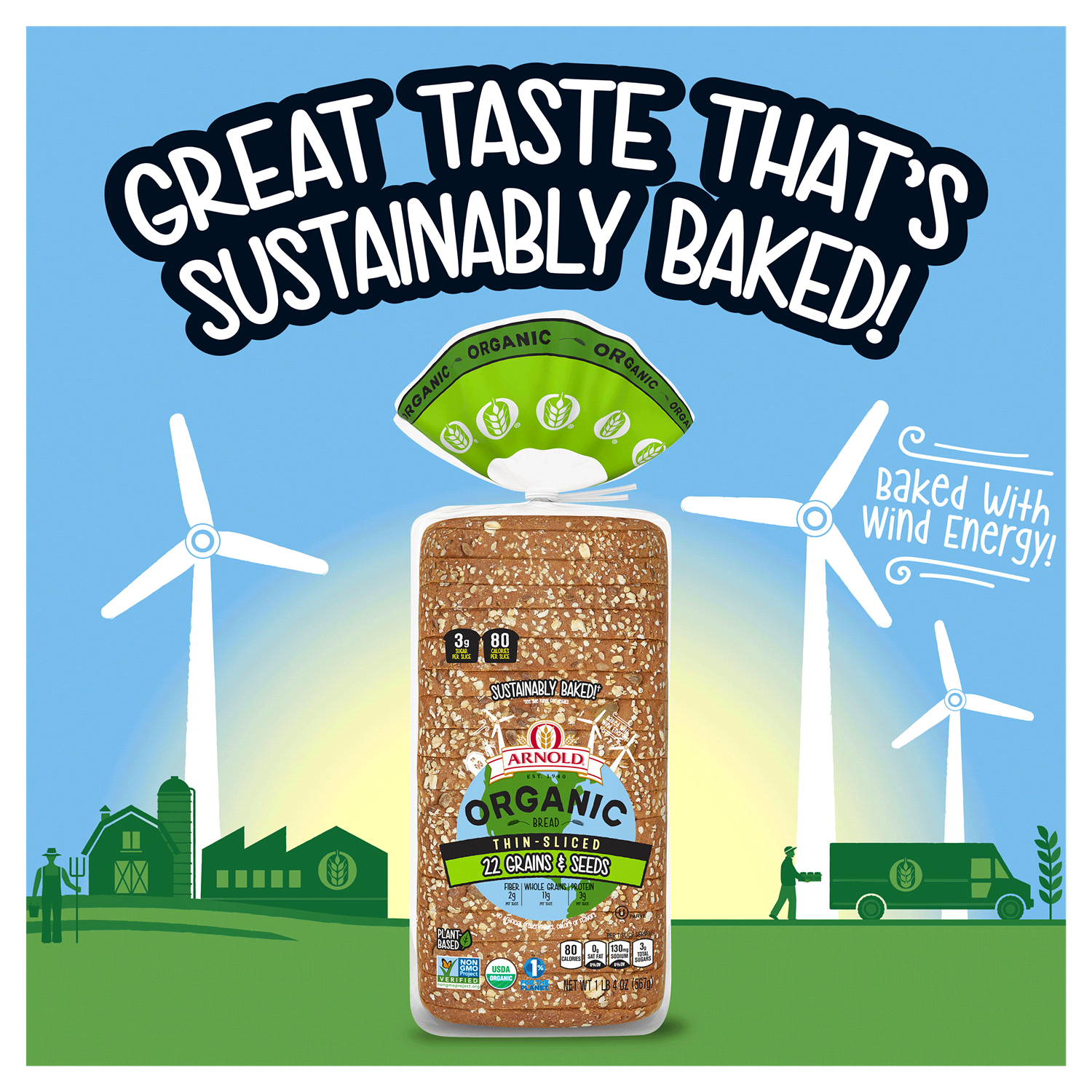 slide 2 of 5, Arnold Organic Thin Sliced 22 Grains Bread, 20 oz, 20 oz