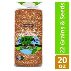 Arnold Organic Thin Sliced 22 Grains Bread, 20 oz